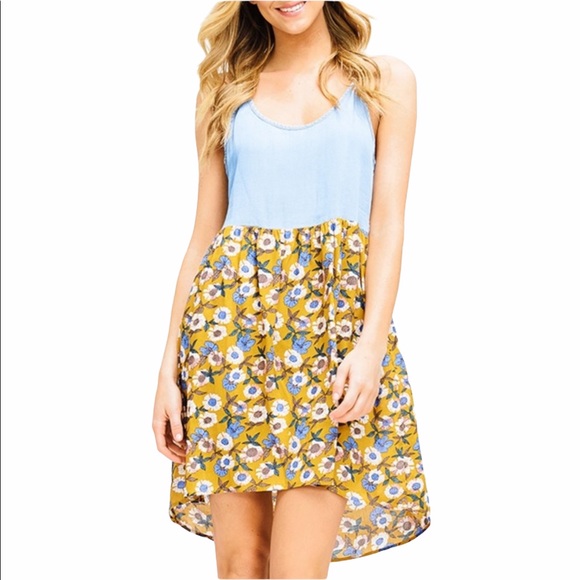 Dresses & Skirts - Chambray and Floral Racer Back Hi/Low